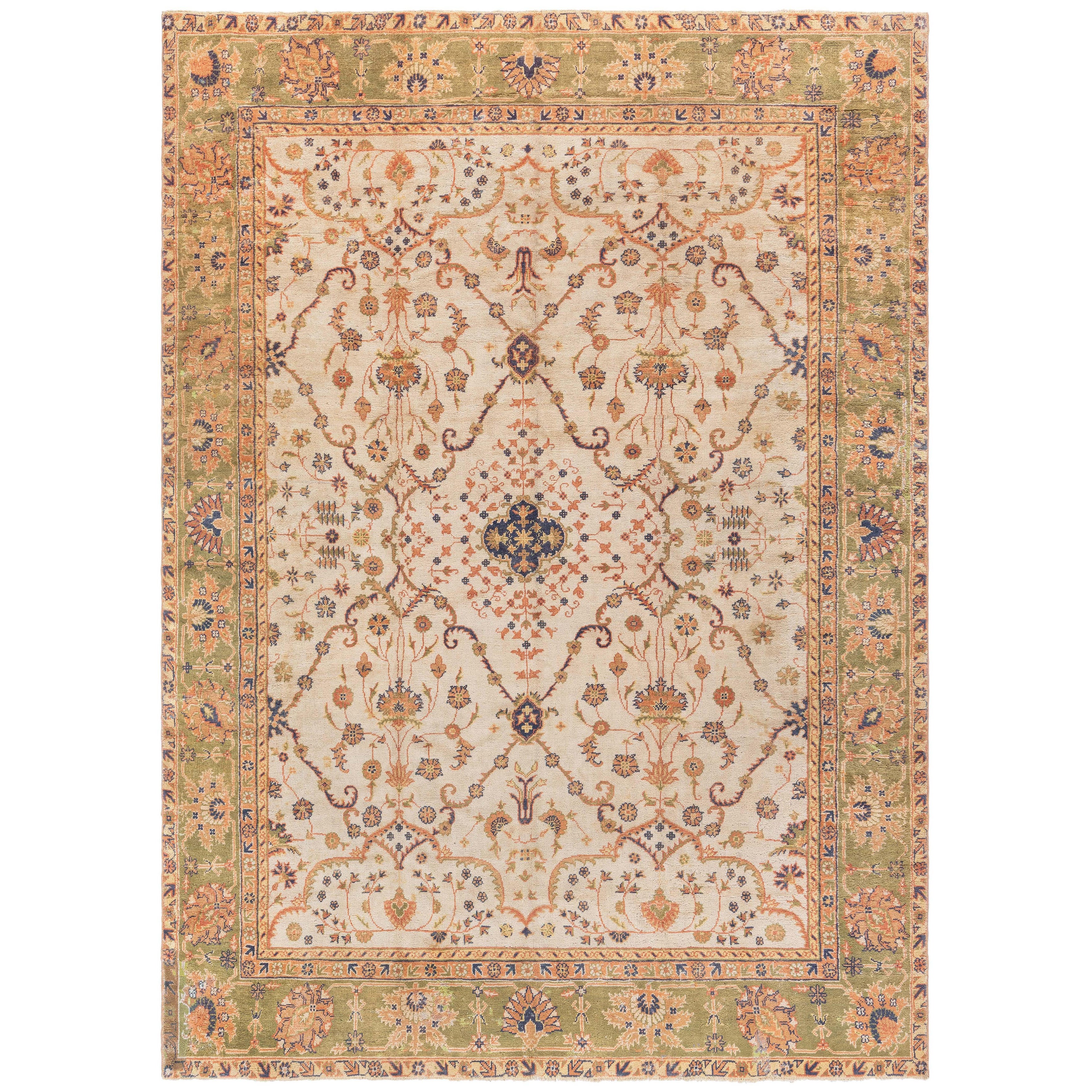 Doris Leslie Blau Antique Turkish Oushak Rug For Sale