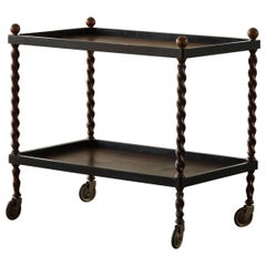Serving Table in Birch, Danish Cabinetmaker, Twisted Legs, Early 20th Century