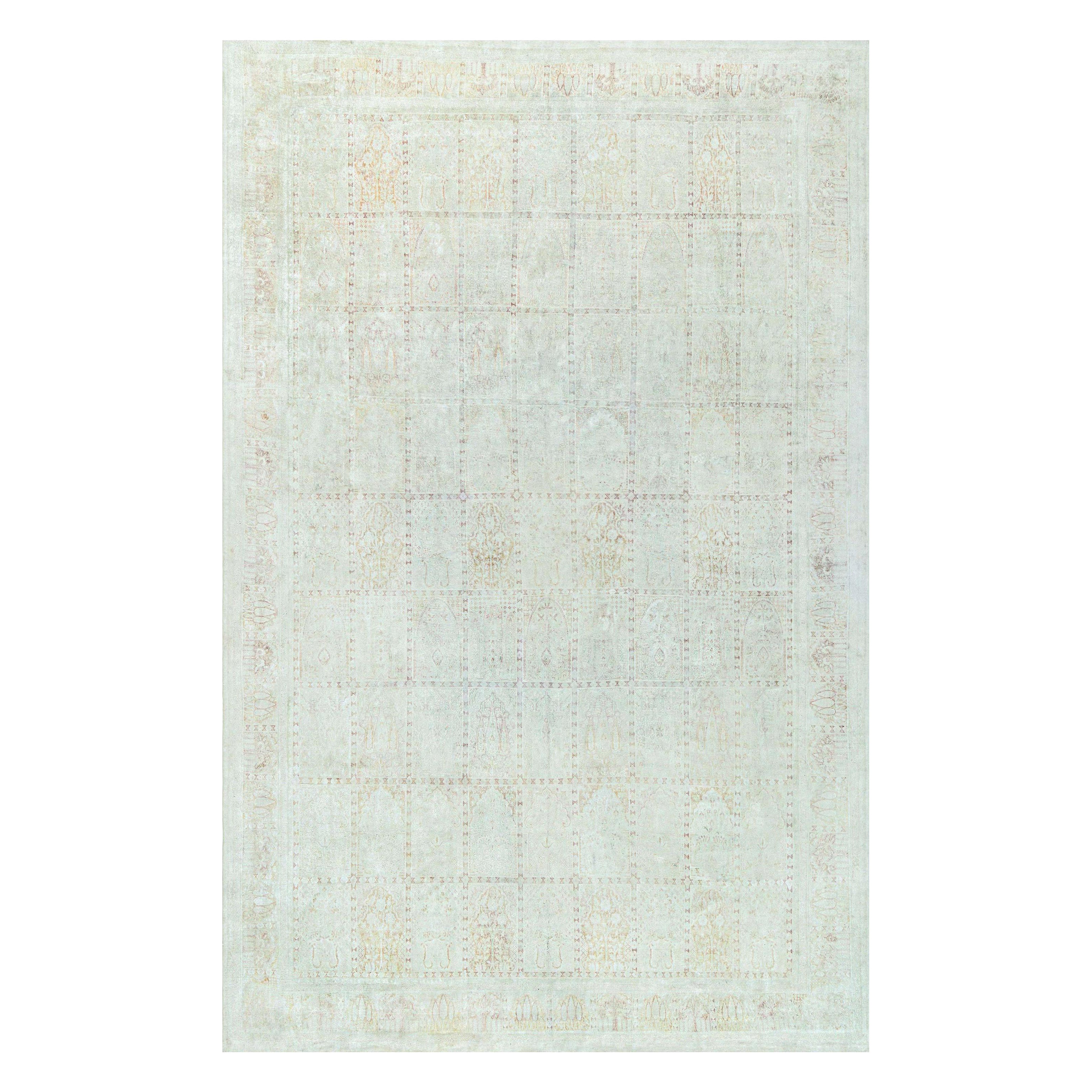 Doris Leslie Collection Blau Tapis de soie turc antique en vente