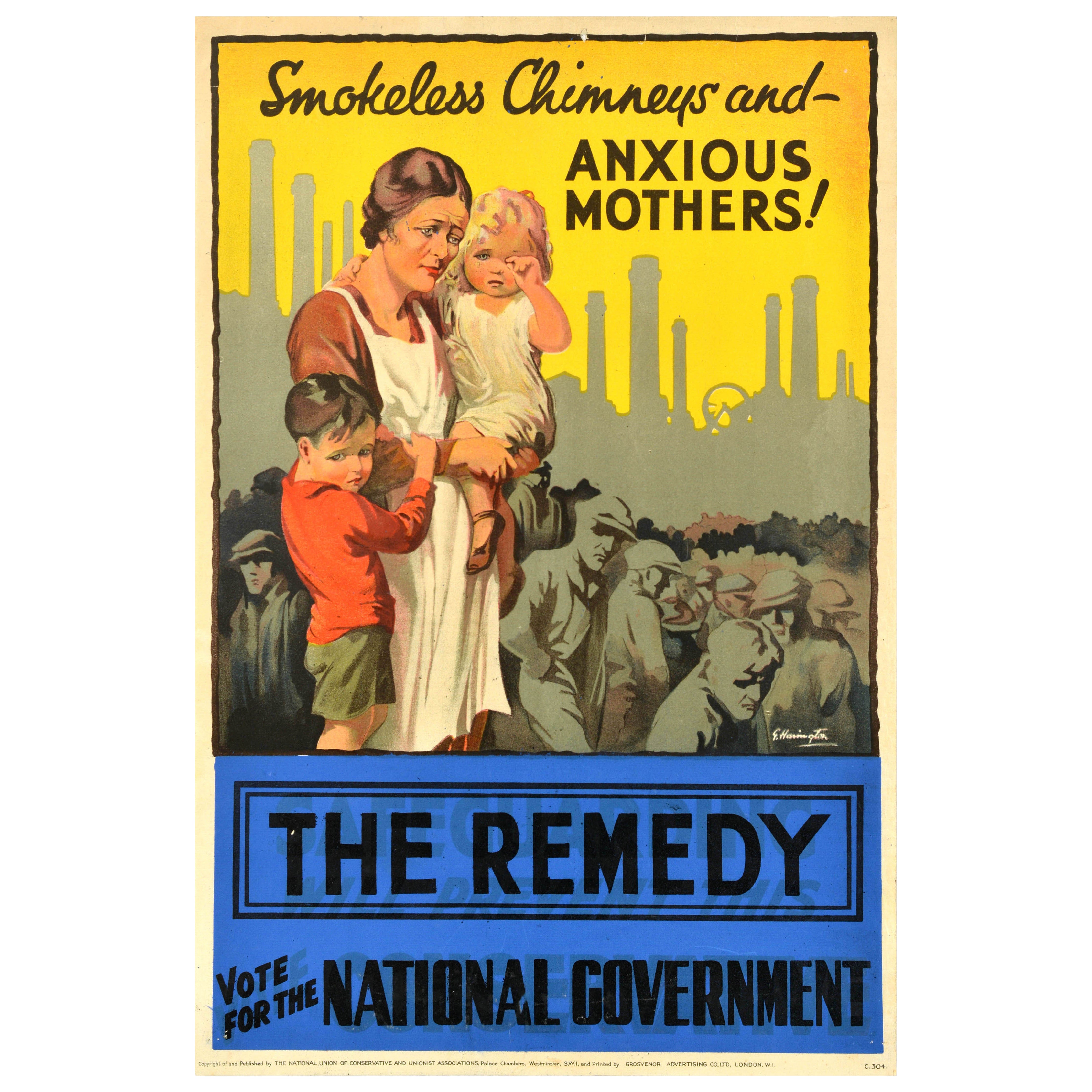Original Vintage General Election Propaganda Poster The Remedy UK Government