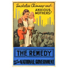Original Vintage General Election Propaganda Poster The Remedy UK Government