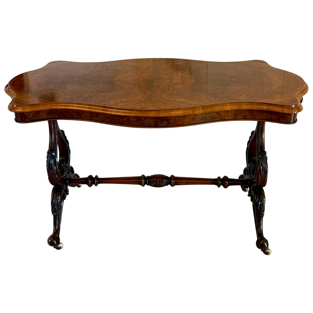 Antique Victorian Outstanding Quality Burr Walnut Centre Table For Sale