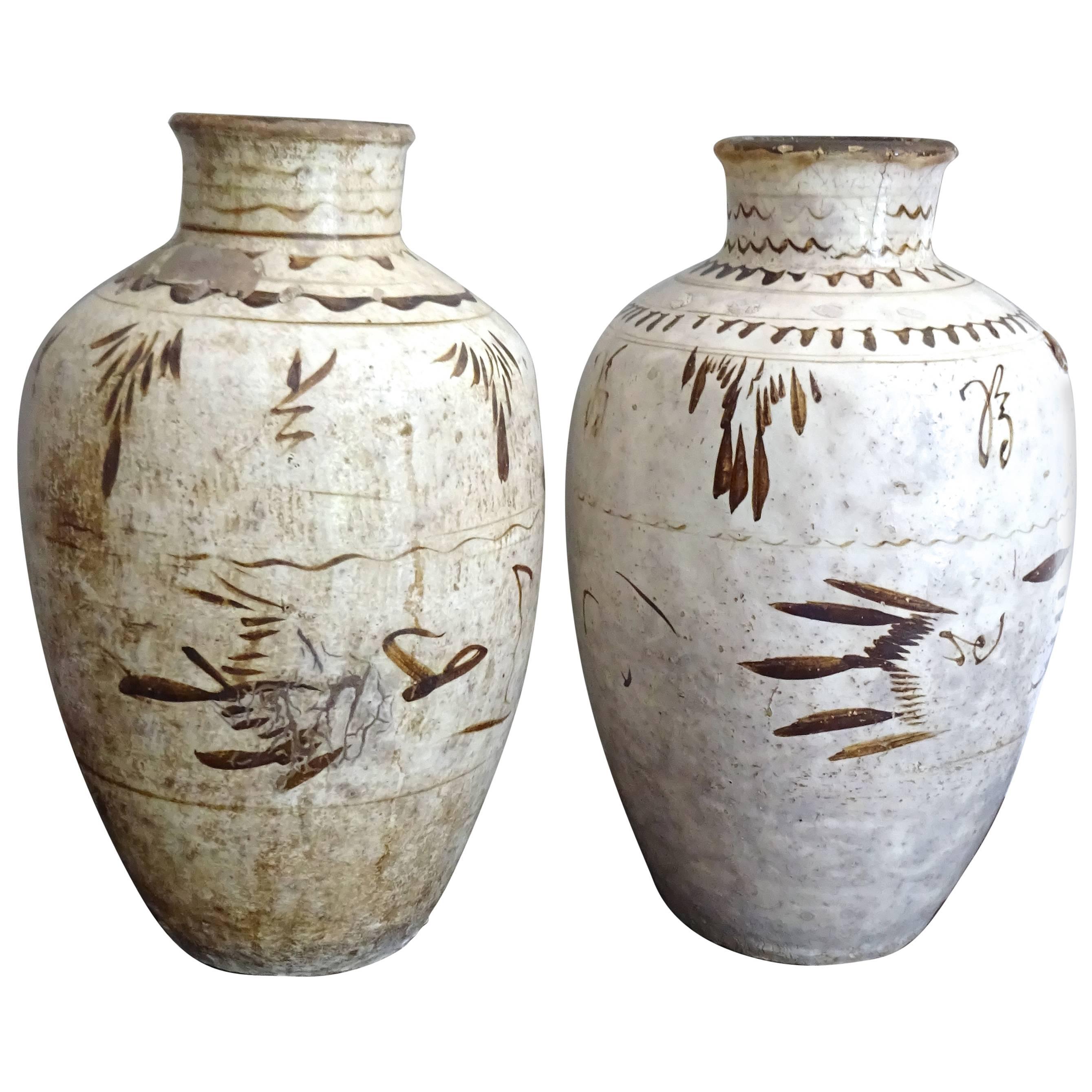 Large Pair of Cizhou Type Vessels, 17th Century