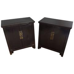Ming Style Pair of Black Lacquer Cabinets, circa 1780