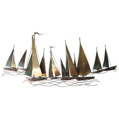 Curtis Jere Sailboat Wall Sculpture, 1971