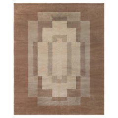 Contemporary Art Deco Design Tibetan Beige and Brown Rug by Doris Leslie Blau