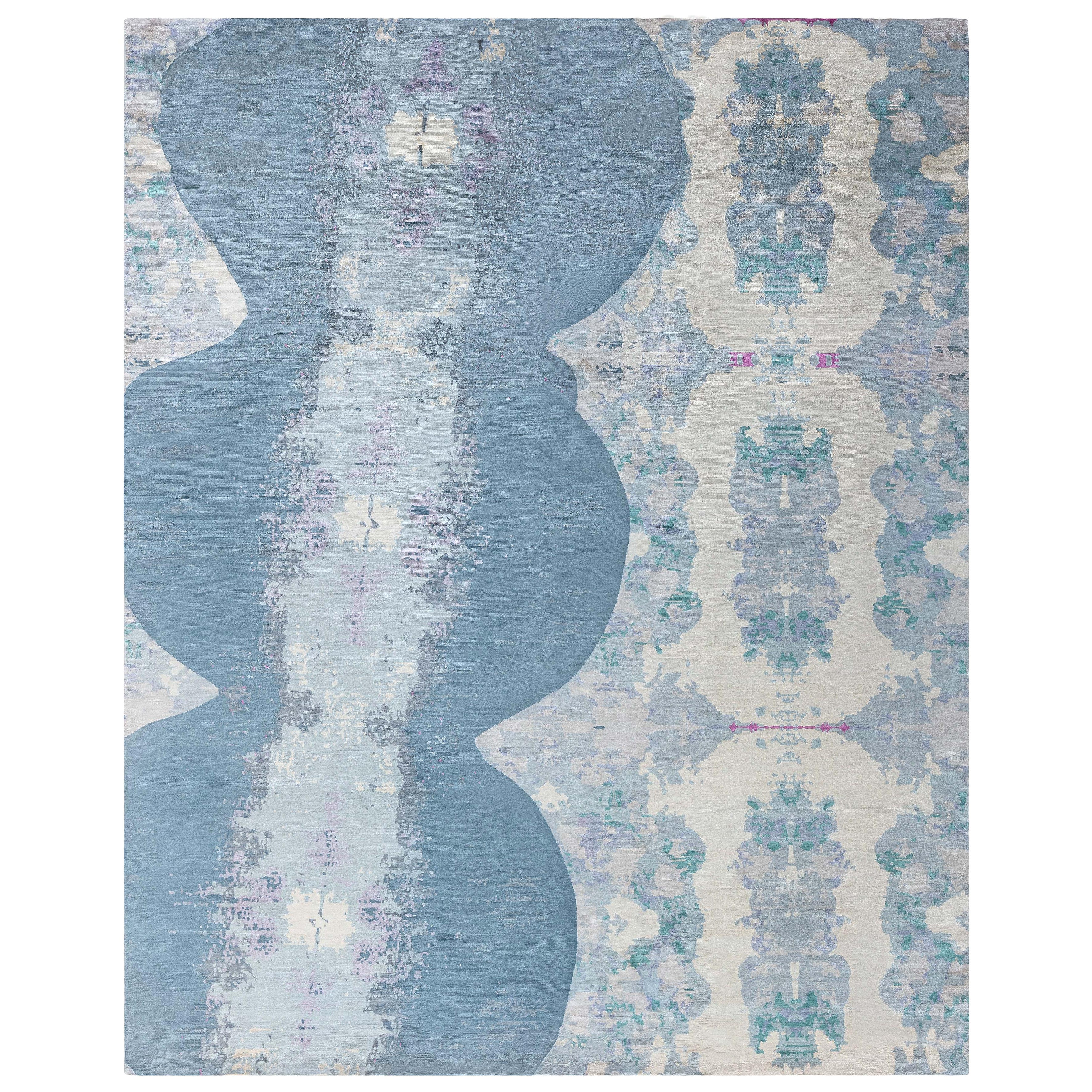Tappeto moderno Eskayel Jangala Abstract Green Hemp by Doris Leslie Blau in vendita