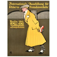 Original Antique Poster International Travel And Tourism Exhibition Berlin Erdt