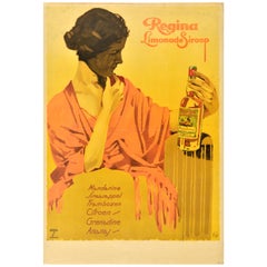 Original Antikes Getränke-Werbeplakat Regina Limonade Siroop Ludwig Hohlwein