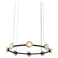 Oslo I Pendant Lamp with White Quartz And Hand-Blown Glass Details by Aver