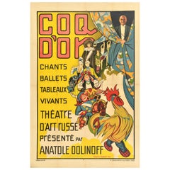 Original Vintage Advertising Poster Coq dOr Russian Art Theatre Anatole Dolinoff