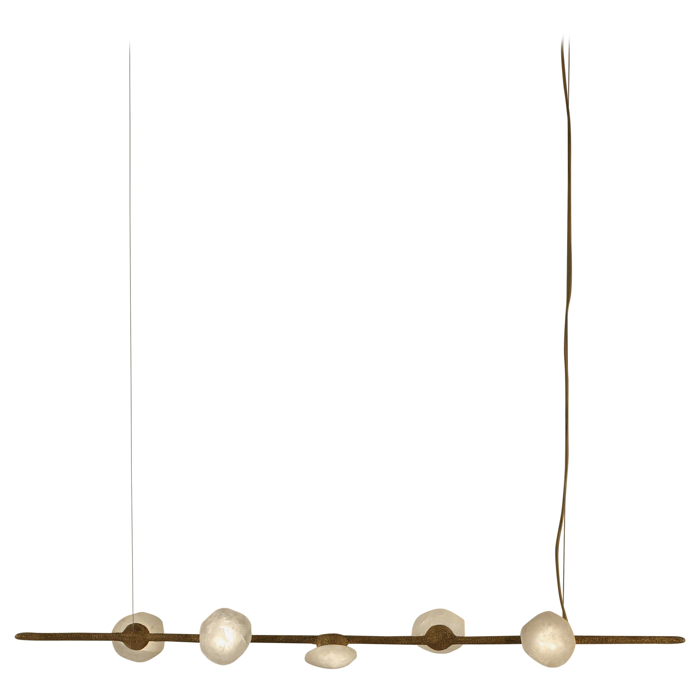 Oslo II Pendant Lamp with White Quartz And Hand-Blown Glass Details by Aver