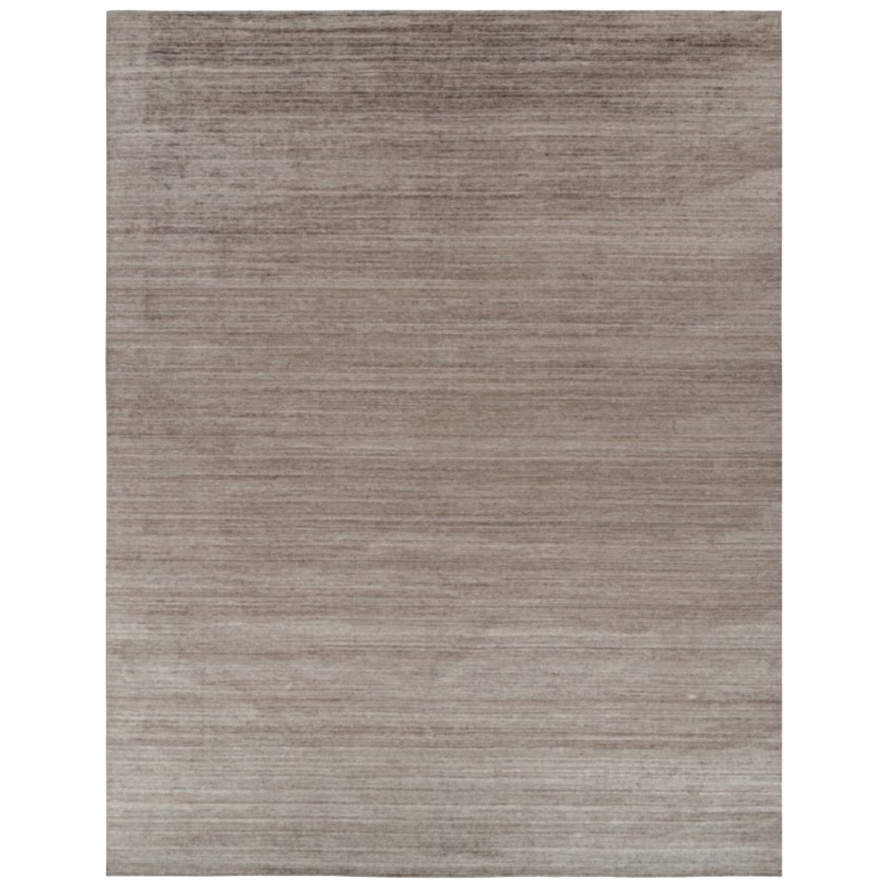 Rug & Kilim’s Oversized Textural Rug In Solid Beige-Brown Tones and Striae For Sale