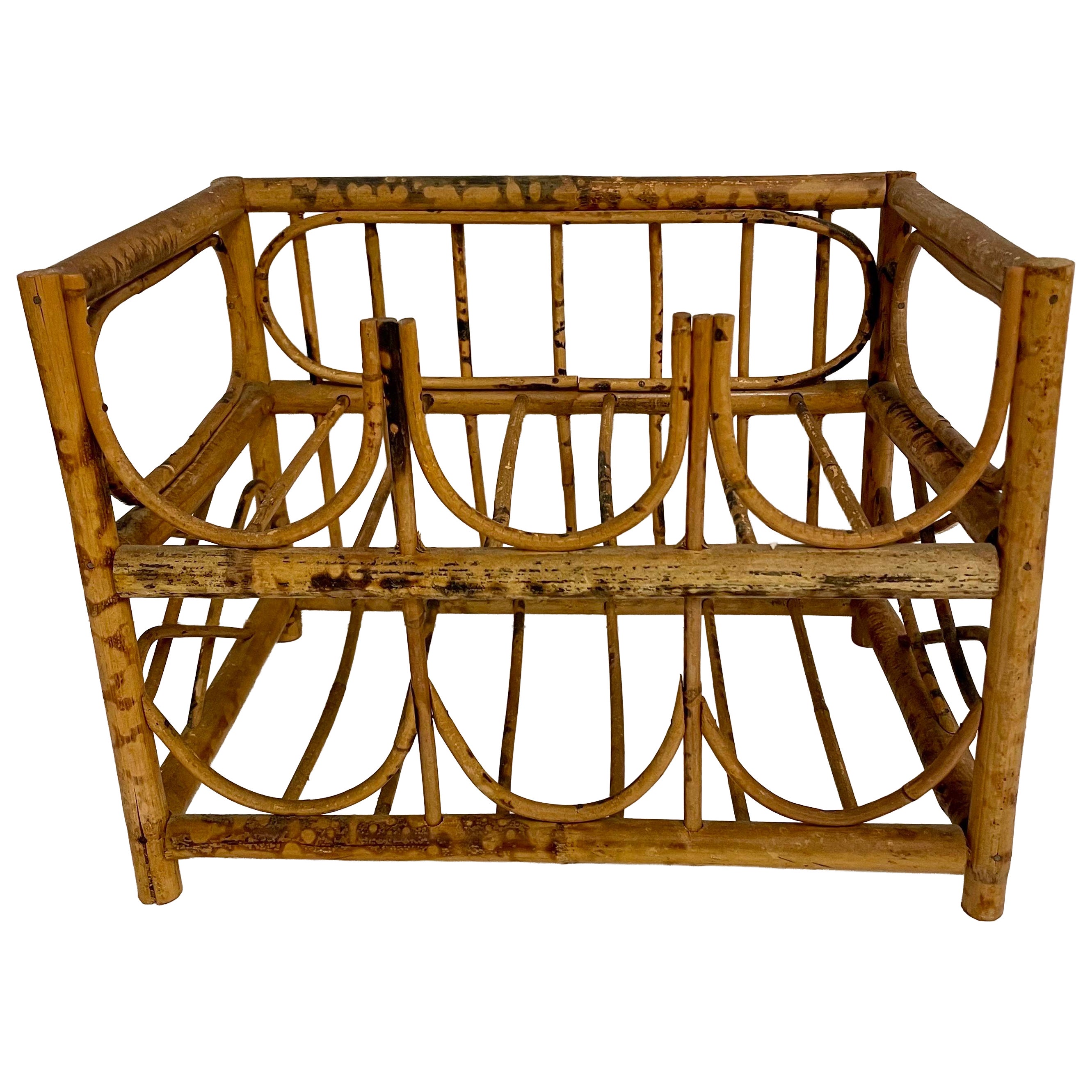 Vintage Tortoise Bamboo 6 Bottle Wine Rack