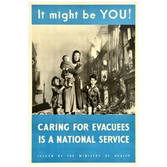 Poster originale d'epoca della Seconda Guerra Mondiale It Might Be You WWII Evacuation Services
