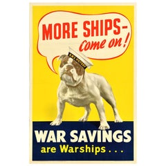 Original Vintage World War Two Poster More Ships Come On WWII UK Bulldog