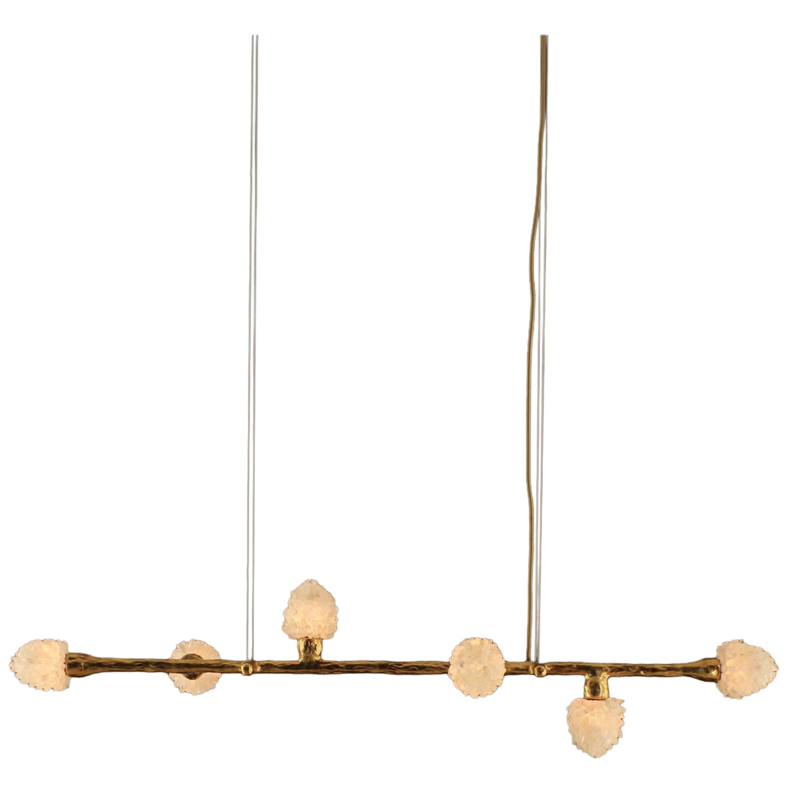 Mini lampada a sospensione Etruscan II con dettagli in quarzo bianco e patina oro di Aver in vendita