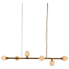 Mini lampada a sospensione Etruscan II con dettagli in quarzo bianco e patina oro di Aver