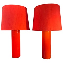 Pair of Red Crystal Table Lamps by Luxus