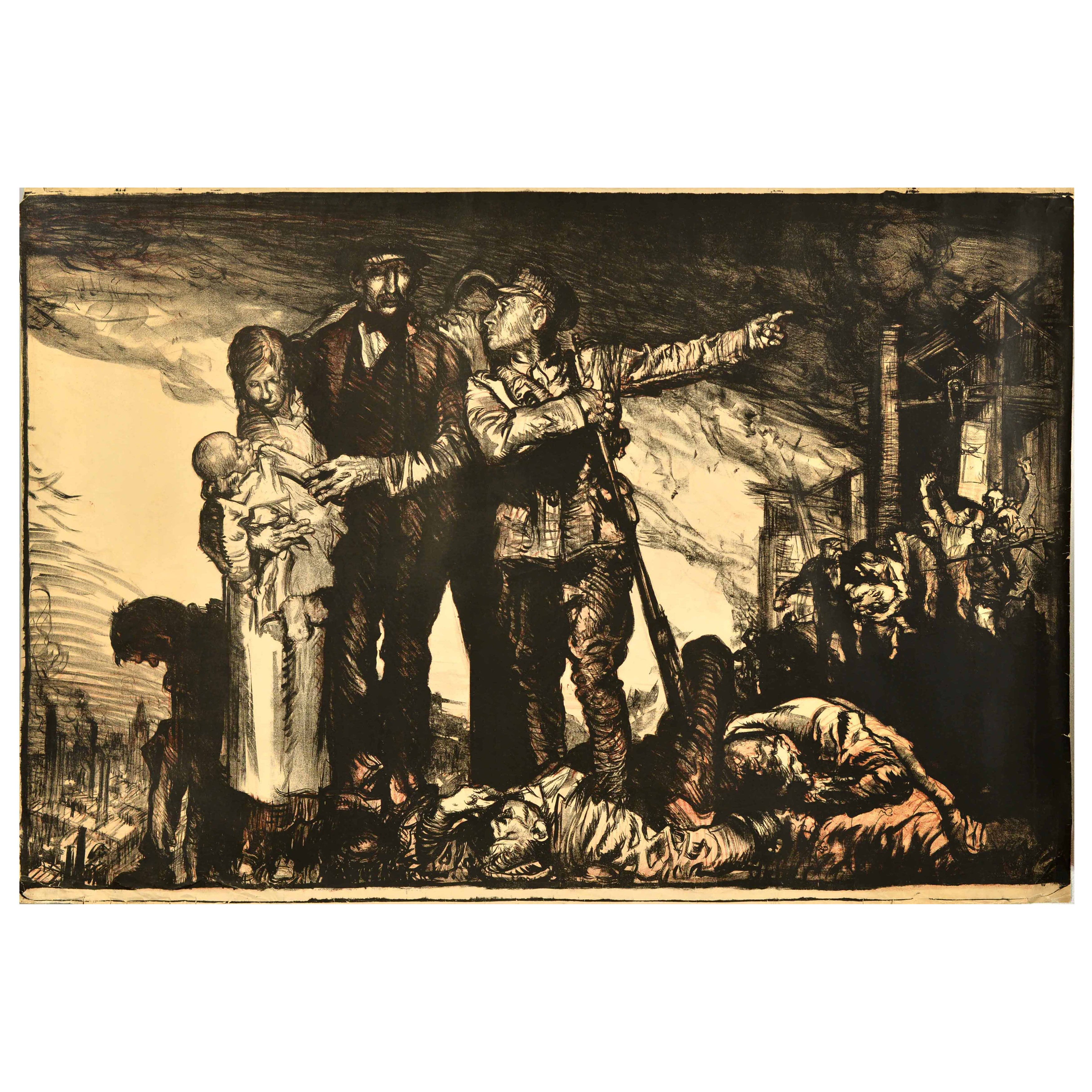 Cartel Antiguo Original de Reclutamiento de Guerra Britains Call To Arms WWI Frank Brangwyn en venta