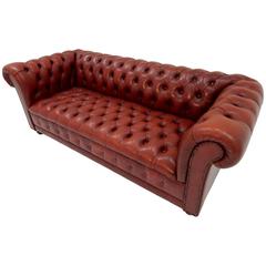 Vintage Fabulous Tufted Oxblood Leather British Chesterfield Sofa