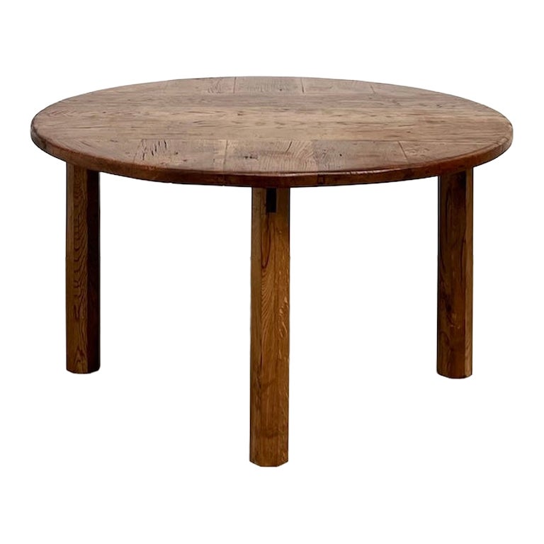 Tavolo rotondo francese in legno massiccio di Oak - Pezzo unico, circa 1900 in vendita