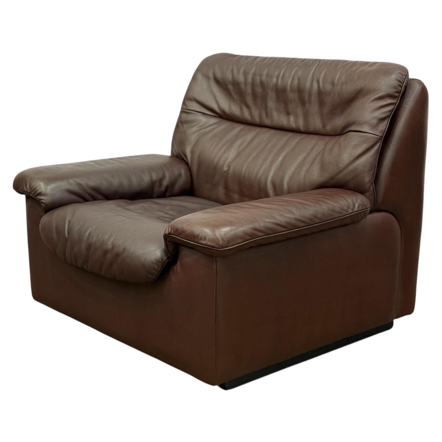 De Sede Vintage Leather Lounge Chair - Ds63 - Chocolate Brown Patinated Leather For Sale