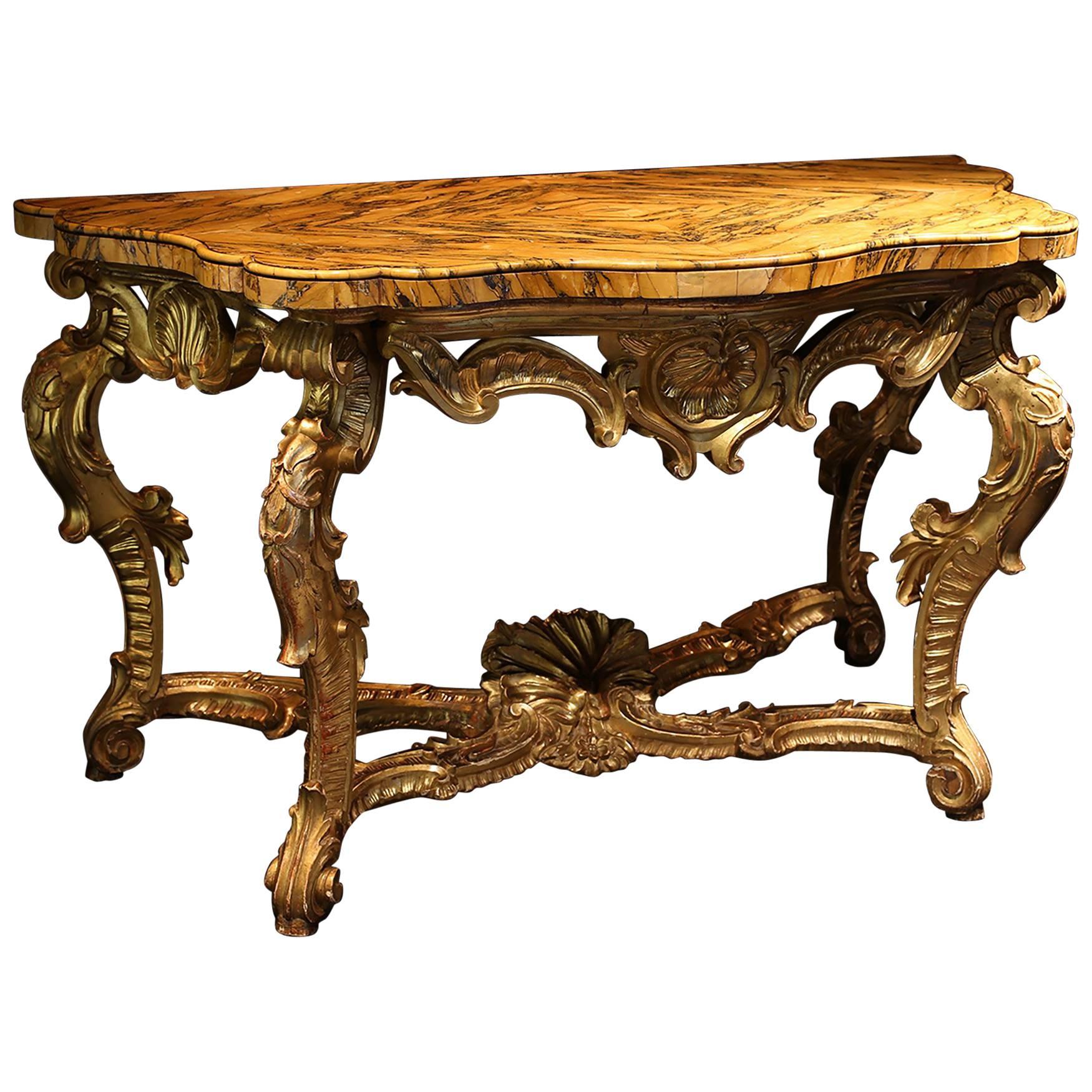 18th Century Roman Giltwood Console Table For Sale