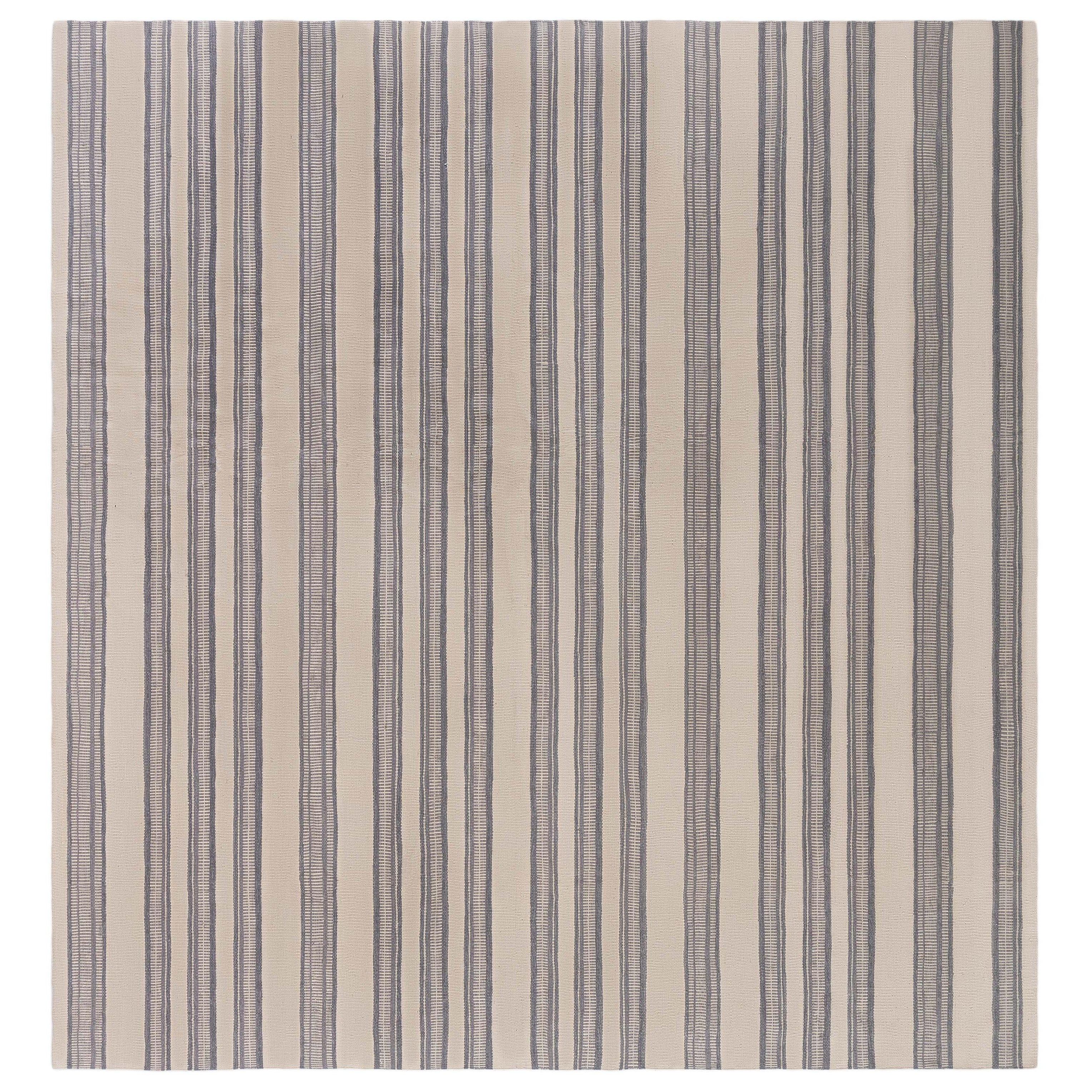 Contemporary Striped Flat Weave Rug von Doris Leslie Blau im Angebot