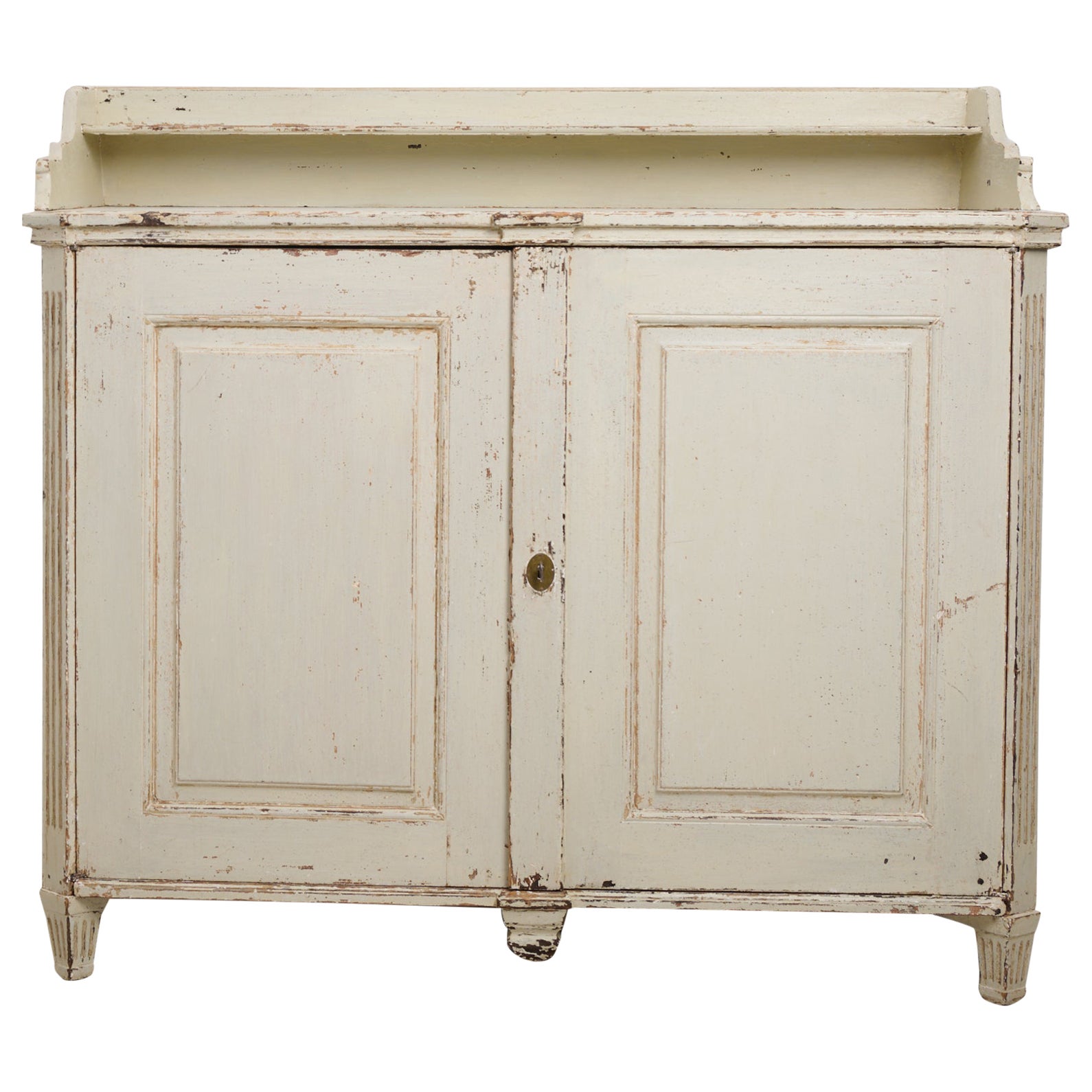 Genuine Antique Swedish Gustavian Period Sideboard with Light Distressed Paint For Sale