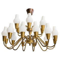 Lyfa, lustre, laiton, verre, Danemark, années 1950
