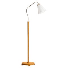 Designer suédois, lampadaire, Wood, métal, tissu, Suède, années 1940