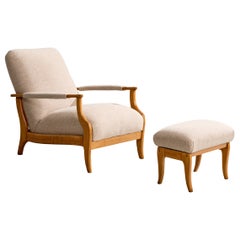 Movies ITA, Lounge Chair with Ottoman, Wood, Fabric, Brazil, 1950s