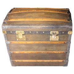 1920s Moynat Brown Canvas French Steamer Trunk