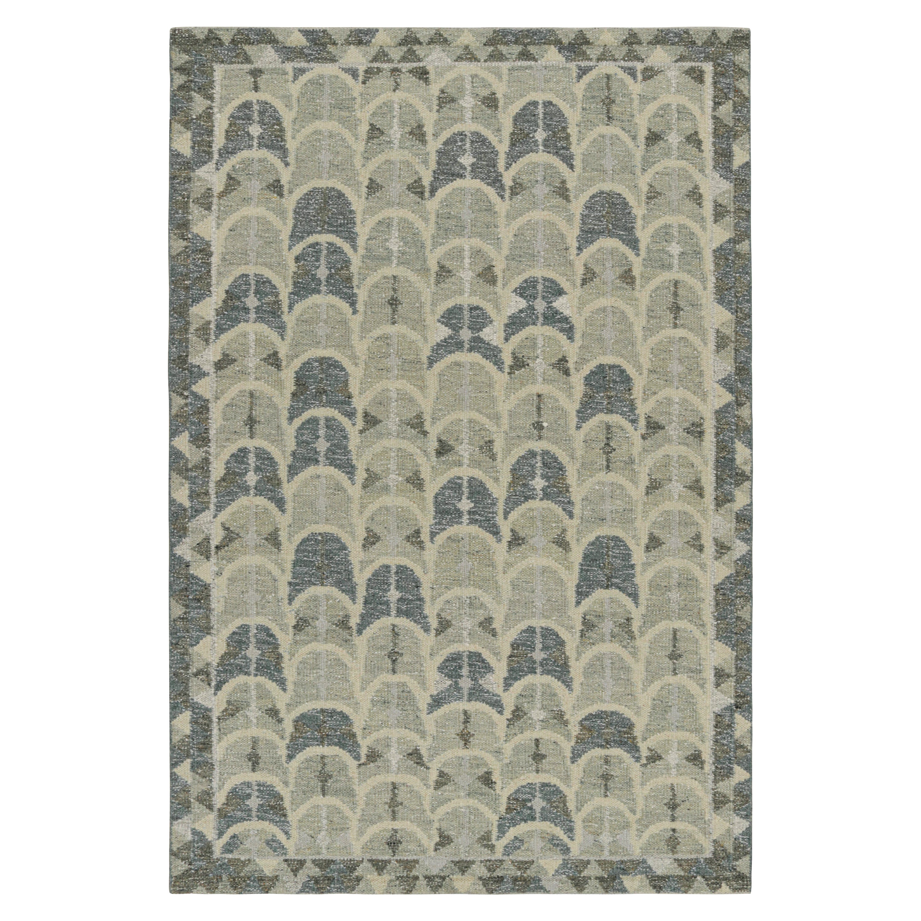 Rug & Kilim: Kilim in stile scandinavo con motivi geometrici grigi e blu in vendita