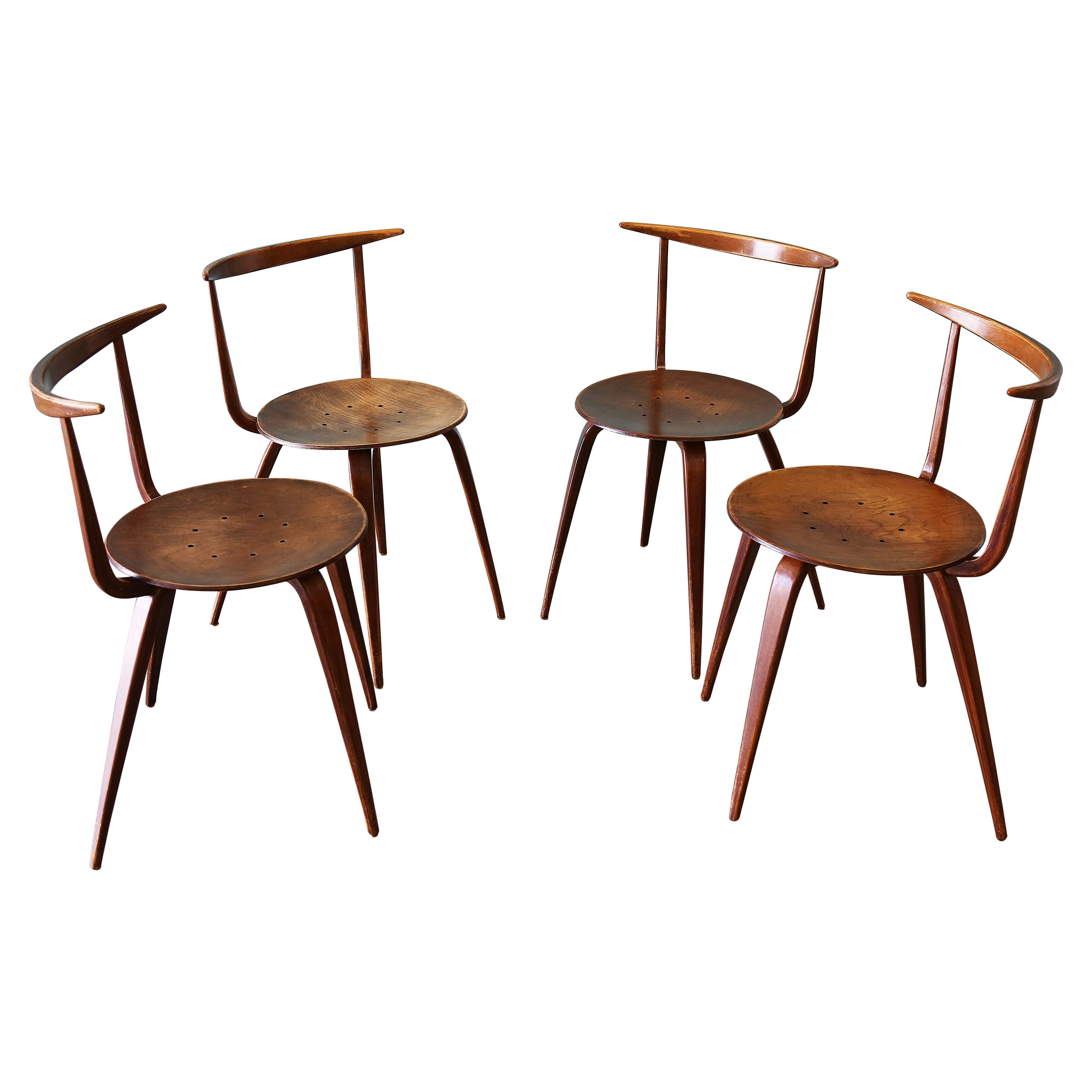 Set di 4 sedie Pretzel in laminato John Pyle for George Nelson Associates del 1950 in vendita