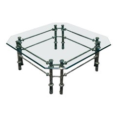 Vintage Boho Patinated Bronze Coffee Table After Giacometti