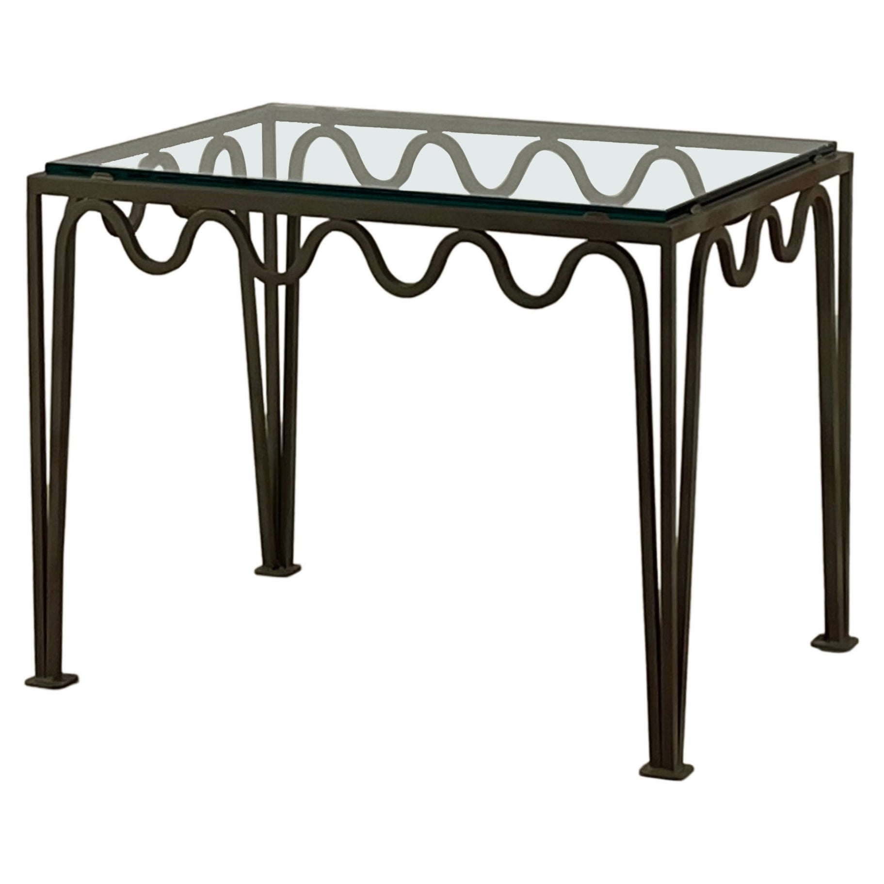 Tavolino grande 'Méandre' in vetro e Verdigris di Design/One in vendita