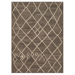 Brauner marokkanisch inspirierter Woll-Kilim-Teppich