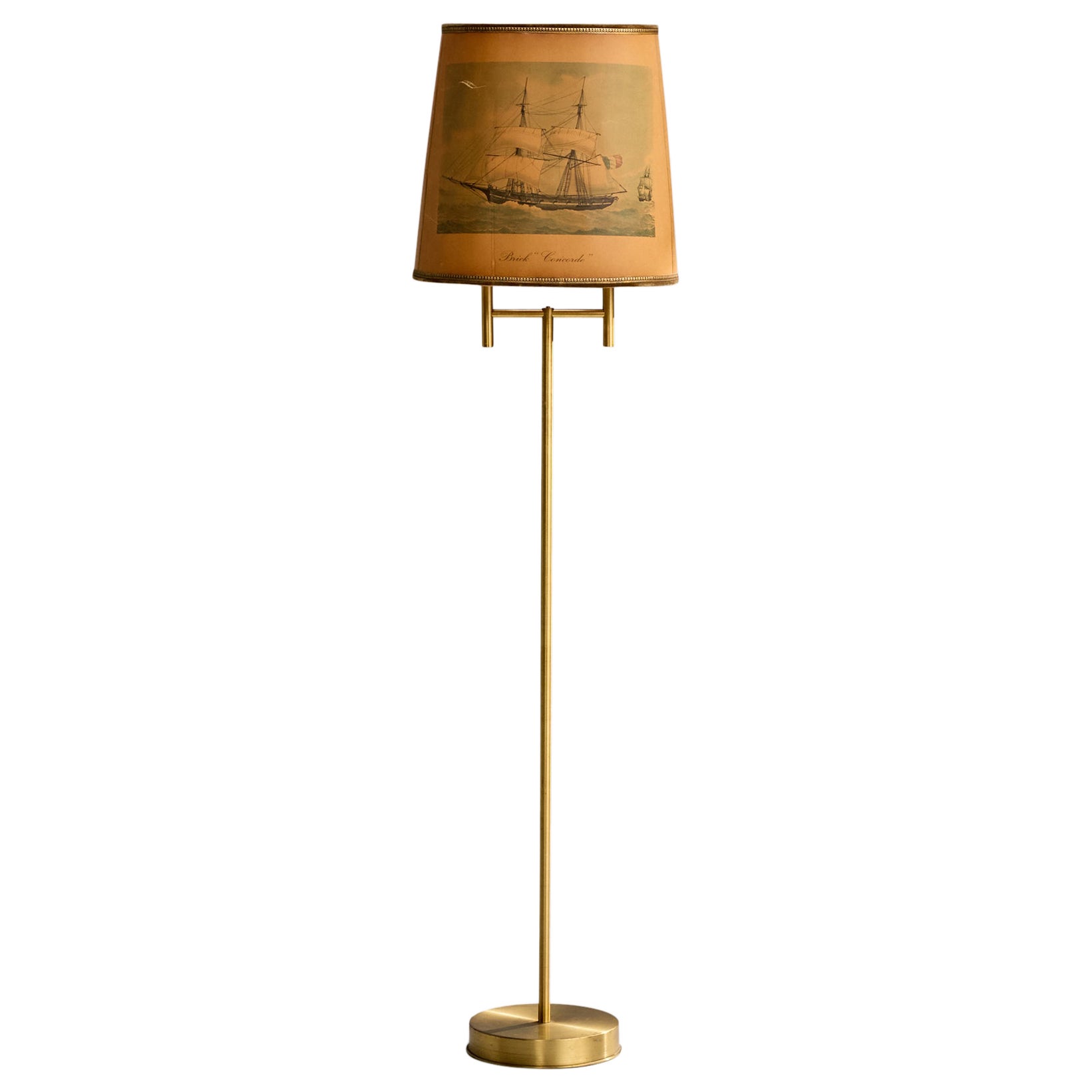Greta-Lisa Jäderholm Snellman, Stehleuchte, Messing, Papier, Finnland, 1950er Jahre im Angebot