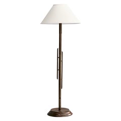 Italian Designer, Floor Lamp, Brass, Fabric, Italy, 1940s