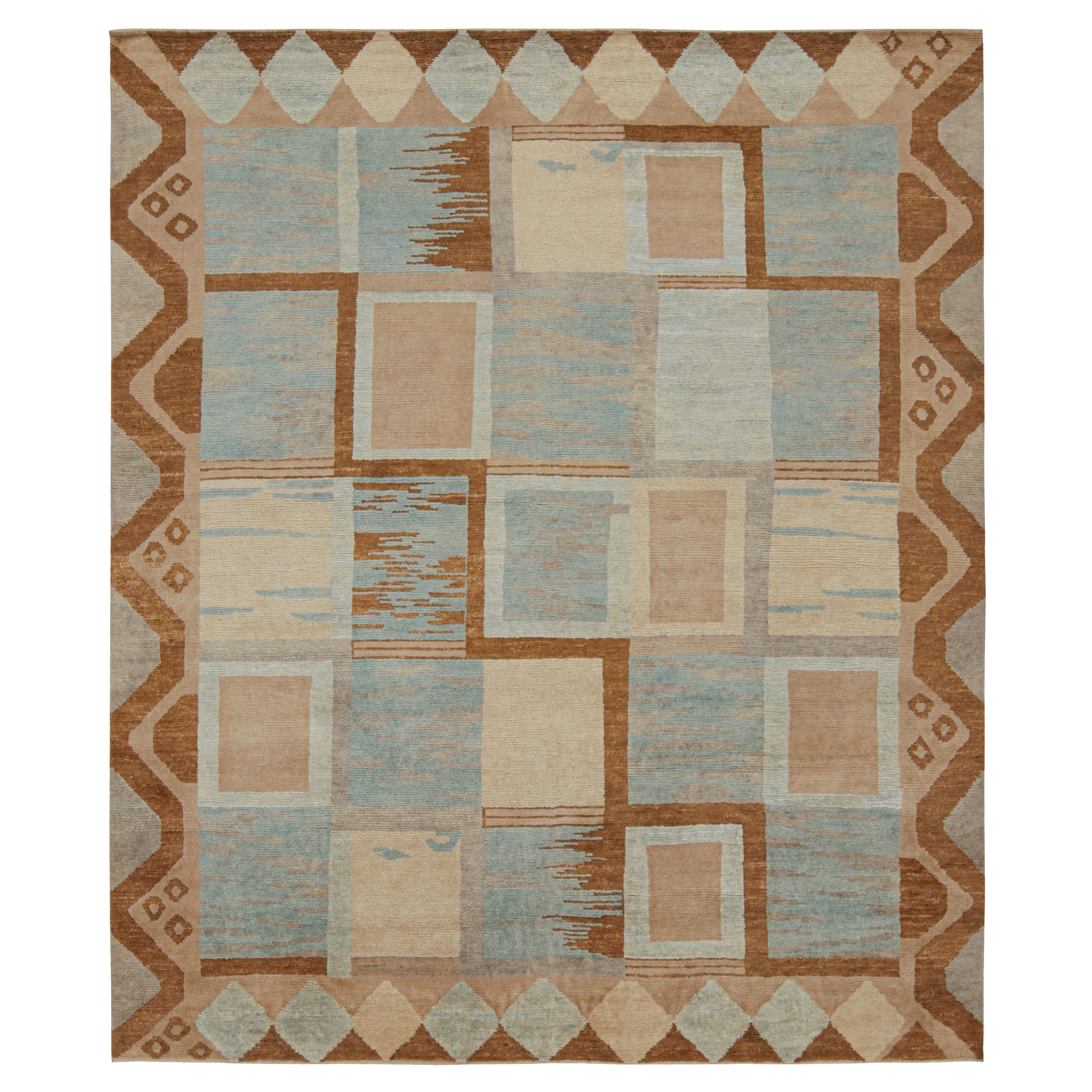Tappeto in stile scandinavo Rug & Kilim con motivi geometrici blu e marroni in vendita