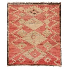 Tapis marocain vintage, rose et beige avec motifs géométriques - Rug & Kilim