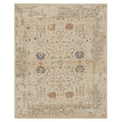 Tapis Oushak de Rug & Kilim à motifs floraux beige, rouille et bleu marine