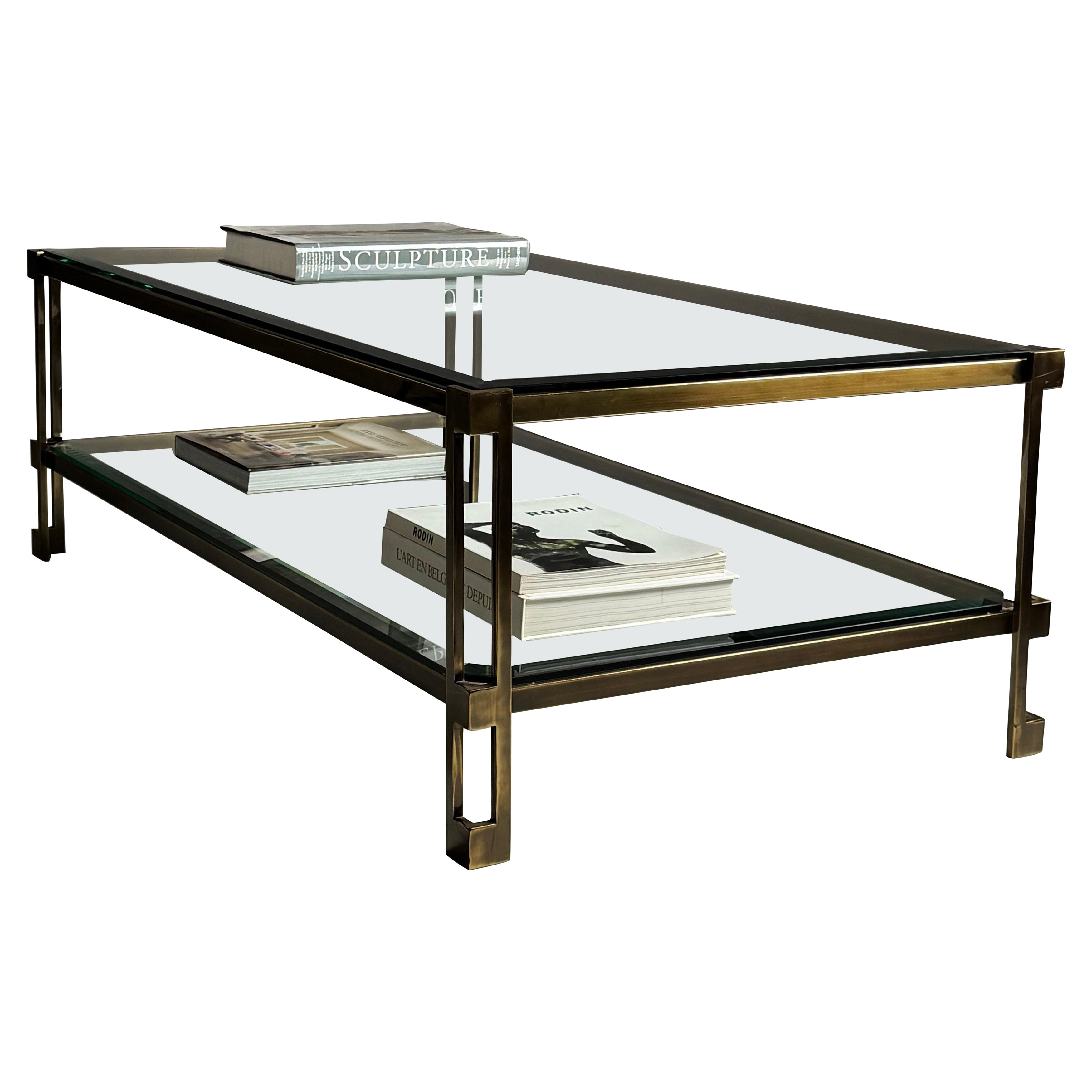 Vintage Rectangular Glass Coffee Table