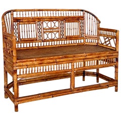 Mid-20th Century Restored Coastal Brighton Pavilion Bamboo and Cane Settee