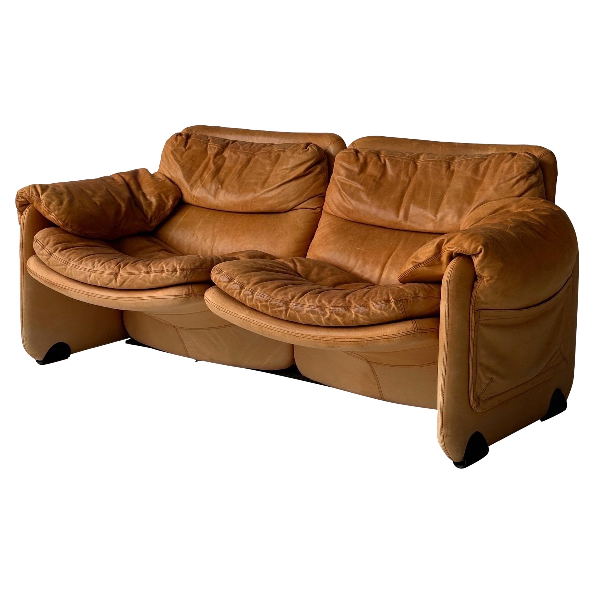 Sandwich e Doppiosandwich Leather Settee by Titina Ammannati and Giampiero Vitel For Sale