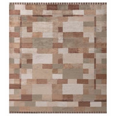 Tapis contemporain en soie de haute qualité Dune Design fait à la main par Doris Leslie Blau