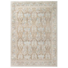 Tapis en laine fait à la main beige et bleu Alhambra Design de Doris Leslie Blau