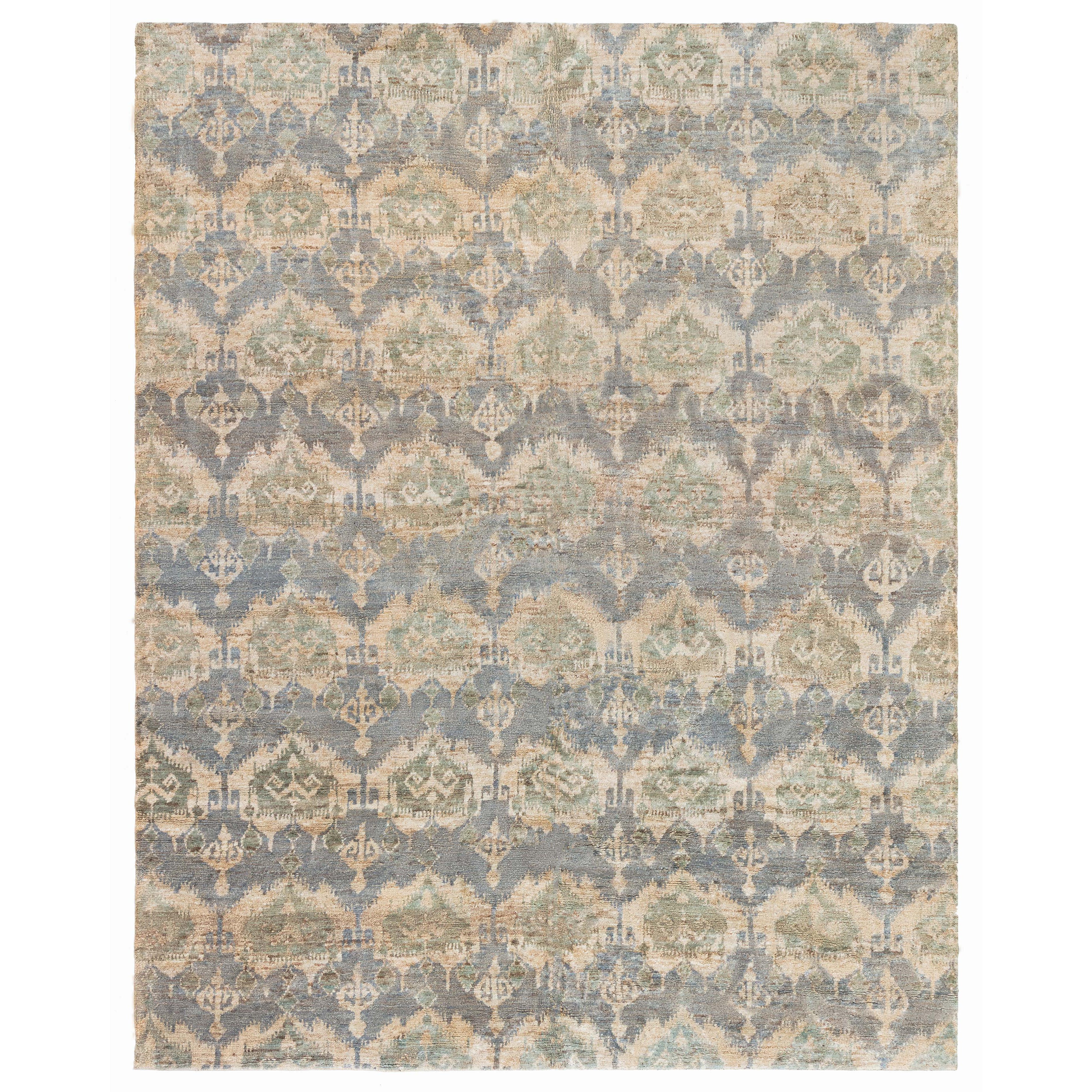 Tapis abstrait contemporain fait à la main, couleur menthe, par Doris Leslie Blau en vente